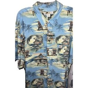 Extra Corona‎ Joe Marlin Short Sleeve Button Up Shirt Mens XXL Beach Scene